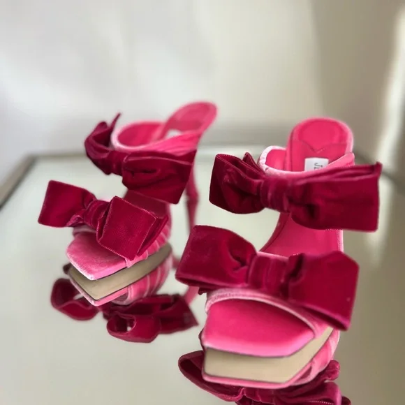New JIMMY CHOO Flaca 100 Bow-Embellished Velvet Mules 36 $1,095 - Picture 8 of 15